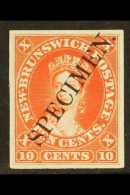 1860-63 10c Vermilion IMPERF PLATE PROOF With Large Diagonal Serifed "SPECIMEN" Overprint In Black. For More... - Sonstige & Ohne Zuordnung