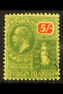 1922-28 5s Green & Red/yellow, SG 101, Very Fine Used For More Images, Please Visit... - British Virgin Islands