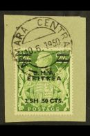 ERITREA 1948 2s 50c On 2s 6d Green, Variety "Misplaced Stop", SG E10a, Superb Used On Piece With Asmara Cds... - Italienisch Ost-Afrika