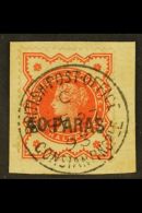 1893 40p On ½d Vermilion, SG 7, Superb Used On Piece With Feb 27 93 Cds Showing Unbroken "S" In Surcharge.... - Levant Britannique