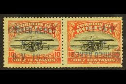 1930 10c Vermilion & Black Air Graf Zeppelin "Correo Aereo" Horizontal PAIR ONE WITH INVERTED OVERPRINT... - Bolivie