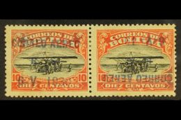 1930 10c Vermilion & Black Air Graf Zeppelin "Correo Aereo" Horizontal PAIR ONE WITH INVERTED OVERPRINT... - Bolivië