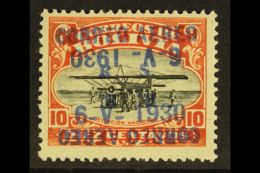 1930 10c Vermilion & Black Air Graf Zeppelin "Correo Aereo" DOUBLE OVERPRINT ONE INVERTED Variety (Scott C12c,... - Bolivien