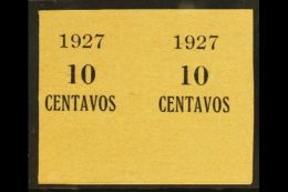 1927 IMPERF PROOF PAIR OF SURCHARGE For The 10c On 24c Surcharge (Scott 162, SG 193) Printed On Ungummed Buff... - Bolivie