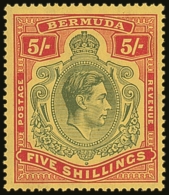 1938-53 5s Green & Red On Yellow, Chalky Paper, SG 118, Fine Mint, Usual Brown Gum. For More Images, Please... - Bermuda