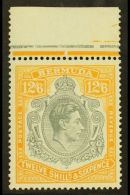 1938-53 12s6d Grey And Yellow, Perf 14 On Ordinary Paper (SG 120d) - A Superb Never Hinged Mint Upper Marginal... - Bermudes