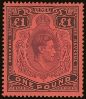 1937 £1 Purple And Black On Red SG 121, Very Fine And Fresh Lightly Hinged Mint. For More Images, Please... - Bermuda