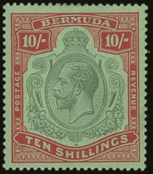 1924-32 10s Green & Red On Pale Emerald, Wmk Script CA, SG 92, Very Fine Mint. For More Images, Please Visit... - Bermudes