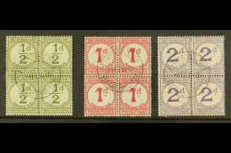 POSTAGE DUES 1932 Set On Ordinary Paper, SG D4, D5 And D6, In Superb Used Blocks Of 4 Showing Clear 9 Feb 45 Cds... - Sonstige & Ohne Zuordnung