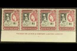 1961-63 1r Black & Maroon, SG 79, Very Fine Mint Imprint Strip Of 4, With Two Stamps Being Never Hinged.... - Autres & Non Classés