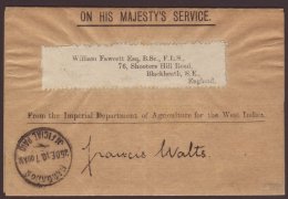 1910 OFFICIAL MAIL. (25 Dec) Printed OHMS 'From The Imperial Department Of Agriculture For The West Indies'... - Barbades (...-1966)