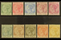 1882-86 QV Definitives Set, SG 89/103, Plus 3d Deep Purple (SG 95) Additional Listed Shade, Fine Mint. (10 Stamps)... - Barbados (...-1966)