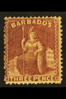 1873 3d Brown-purple, SG 63, Fine Mint. For More Images, Please Visit... - Barbados (...-1966)