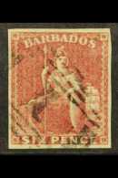 1858 6d Pale Rose-red, SG 11, Very Fine Used With Four Good Neat Margins And Neat Numeral Cancel. For More Images,... - Barbades (...-1966)