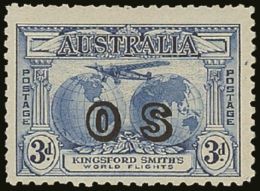 OFFICIALS 1931 3d Blue "Southern Cross" Ovptd "OS", SG O124, Fine Mint. Elusive Stamp. For More Images, Please... - Sonstige & Ohne Zuordnung