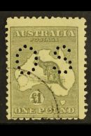 OFFICIAL 1923-24 £1 Grey Punctured "OS", SG O78, Fine Used. For More Images, Please Visit... - Andere & Zonder Classificatie