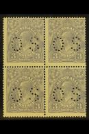 OFFICIAL 1924 3d Dull Ultramarine KGV Perforated "O S", SG O82, BLOCK OF FOUR Never Hinged Mint. For More Images,... - Other & Unclassified