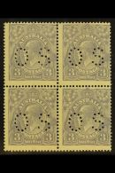 OFFICIAL 1924 3d Dull Ultramarine KGV Perforated "O S", SG O82, BLOCK OF FOUR Never Hinged Mint. For More Images,... - Altri & Non Classificati