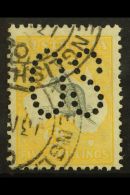 OFFICIAL 1913 5s Grey And Yellow Punctured "OS", SG O12, Used With Double- Ring Cds's, Short Internal Tear. Rare,... - Autres & Non Classés