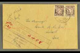 1944 ARMY COVER To Hobart Bearing 3d Pair Tied By APO 180 Cds With Aust Army Reg Cachet And Military Censor,... - Sonstige & Ohne Zuordnung