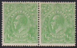 1918-20 ½d Green, Wmk Multi Crown And "A", Horizontal Pair With One Stamp Showing The "Thin 1 In Fraction... - Sonstige & Ohne Zuordnung