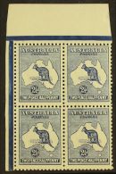 1915-27 2½d Deep Blue Kangaroo, SG 36, A Superb Mint BLOCK OF FOUR With Top Margin And Margin At Left, All... - Other & Unclassified