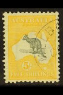 1913-14 5s Grey And Yellow Kangaroo, SG 13, Very Fine Used With Neat Cds Cancel. For More Images, Please Visit... - Sonstige & Ohne Zuordnung