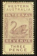 WESTERN AUSTRALIA Postal Fiscal 1913 3d Dull Purple, SG F13, Light Crease, Otherwise Fine Mint. For More Images,... - Autres & Non Classés