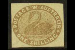 WESTERN AUSTRALIA 1855 1s Grey-brown Imperf, SG 4b, Superb Unused With 4 Good Neat Margins & Fabulous Fresh... - Sonstige & Ohne Zuordnung