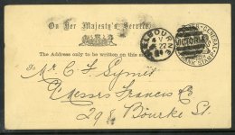 VICTORIA 1894 OHMS Printed Reply Postcard From Post Office & Telegraph Department Showing A Fine FRANK STAMP... - Other & Unclassified