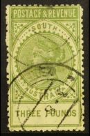 SOUTH AUSTRALIA 1886-96 £3 Sage Green Perf 11½-12½, SG 202a, Very Fine Used, A Perf Thin At... - Autres & Non Classés