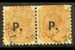 SOUTH AUSTRALIA - DEPARTMENTAL STAMPS "P" (Police) In Black On 2d Horizontal Pair, Neatly Cancelled.  For More... - Andere & Zonder Classificatie