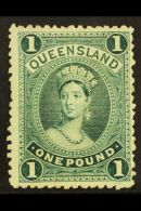 QUEENSLAND 1882-95 £1 Deep Green, Perf 12, Watermark W10 On Thick Paper, SG 161, Fine Mint. For More Images,... - Otros & Sin Clasificación