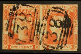 NEW SOUTH WALES 1851-2 1d Vermilion, On Bluish Medium Wove Paper, Horizontal Pair, SG 47, Fine Used With "38"... - Altri & Non Classificati