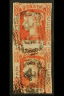 NEW SOUTH WALES 1851-2 1d Brick-red, On Bluish Medium Wove Paper, Vertical Pair, SG 48, Fine Used With "64"... - Other & Unclassified