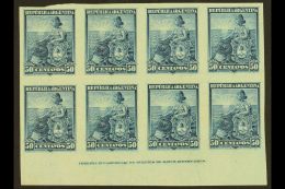 1899-1903 50c Bright Blue Liberty Seated IMPERF PLATE PROOFS IMPRINT BLOCK Of 8 (Scott 138, SG 237), Very Fine... - Other & Unclassified