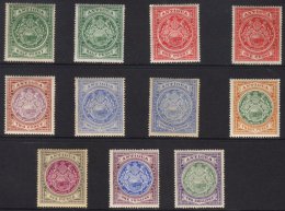 1908-17 Arms Complete Set, SG 41/50, ½d, 1d And 2½d Listed Shades, Fresh Mint. (11 Stamps) For More... - Other & Unclassified