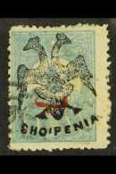 1913 1pia Ultramarine Ovptd With "Behie" In Red, Handstamped With "Eagle", Yv 8, Fine Used.  Scarce Stamp Cat... - Albanie