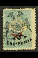 1913 1pia Ultramarine Ovptd With "Behie" In Red, Handstamped With "Eagle", Yv 8, Fine Used.  Scarce Stamp Cat... - Albanien