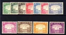 1937 Dhows Definitives Set Complete To 5r, SG 1/11, Fresh Mint. (11 Stamps) For More Images, Please Visit... - Aden (1854-1963)