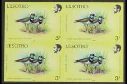 BIRDS 1988 Lesotho 3s Multicolour (Three Banded Plover) Imperf Block Of 4, As SG 792, Never Hinged Mint For More... - Non Classés