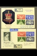 1953 CORONATION A Complete Set Of The Four Overprinted Sets On Stamps Of Great Britain For Tangier, Muscat,... - Non Classés