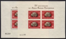 1949-50 UPU 75TH ANNIVERSARY The Scarce HUNGARY Miniature Sheet Both Perf And Imperf (Mi Blocks 18A & 18B),... - Non Classificati