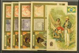 SOUTH AMERICA 1908 Stamp Designs On Advertising Cards, ALL With Different Advertisements. Lovely (5 Cards) For... - Otros & Sin Clasificación