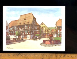 DAMBACH LA VILLE Bas Rhin 67 : La Place Du Marché Dessin De Christian Lambert - Dambach-la-ville