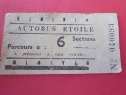 TOULON LA SEYNE SUR MER AUTOBUS ETOILE TITRE TRANSPORT TOULONNAIS PARCOURS 6 SECTIONS BILLET TICKET AUTOBUS CIE PRIVEE - Europe