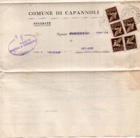 1946 LETTERA CON ANNULLO CAPANNOLI PISA - Poste Aérienne