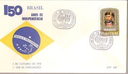 Portugal & FDC 150th Anniversary Of The Independence Of Brazil, Lisbon, 1972 (1167) - FDC