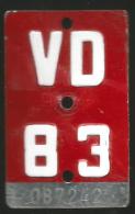 Velonummer Waadt VD 83 - Number Plates