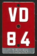 Velonummer Waadt VD 84 - Number Plates